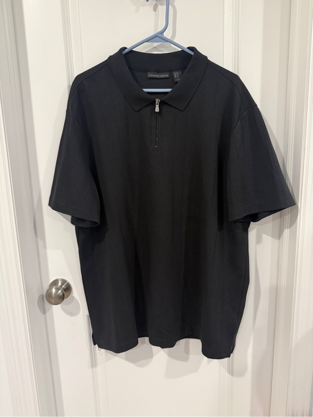 Christian Lacroix Black Short-Sleeve Zip Polo